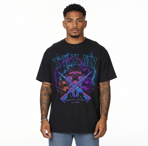 Neon Texas skulls